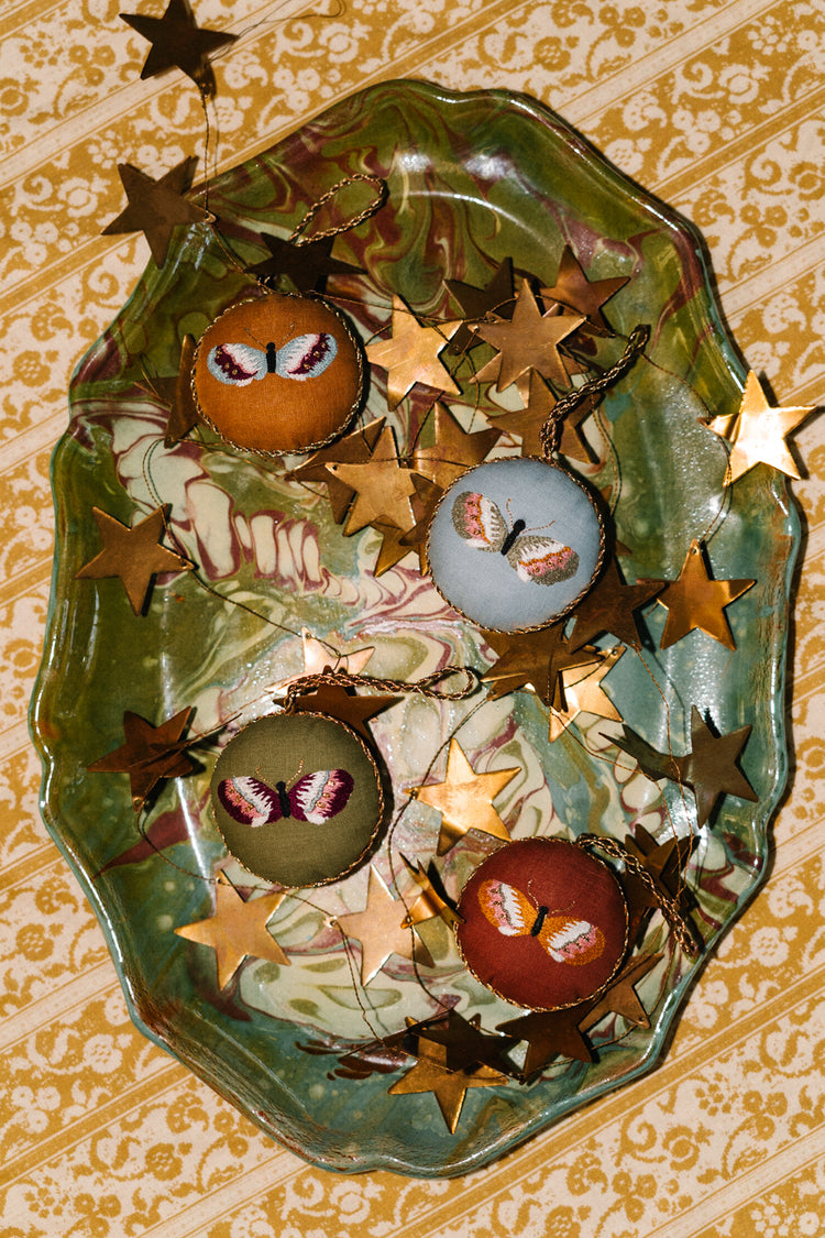 Astrid Ornament Set in Red and Green (2pc)