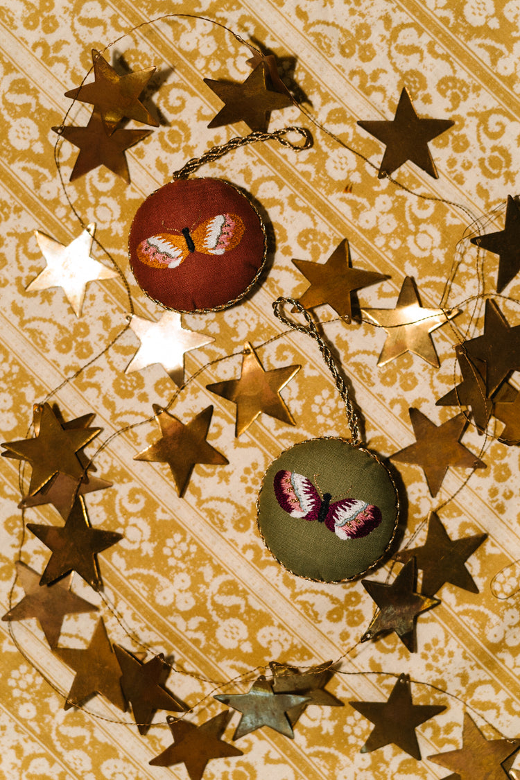Astrid Ornament Set in Red and Green (2pc)
