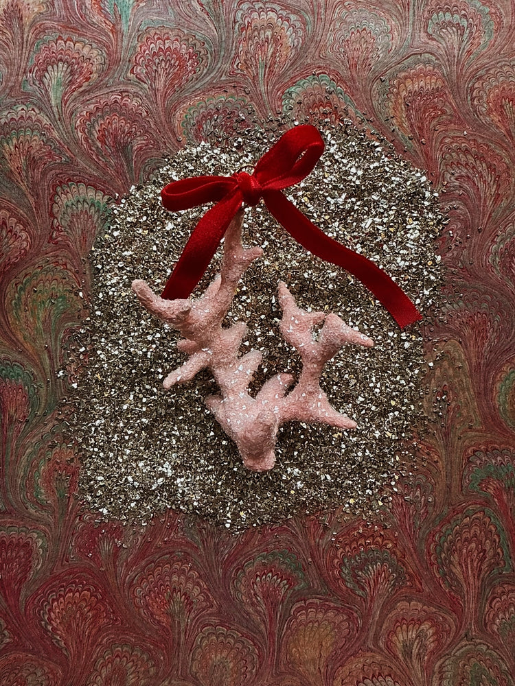Coral Gilded Shell Ornament in Vibrant