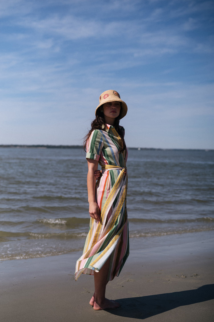 Banks Dress in Dolce Stripe Iridian