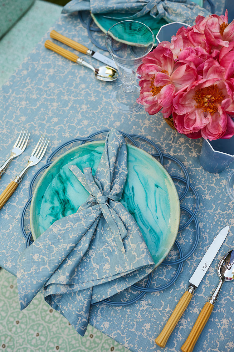Set-of-Four Blue Liesel Napkins with Ties