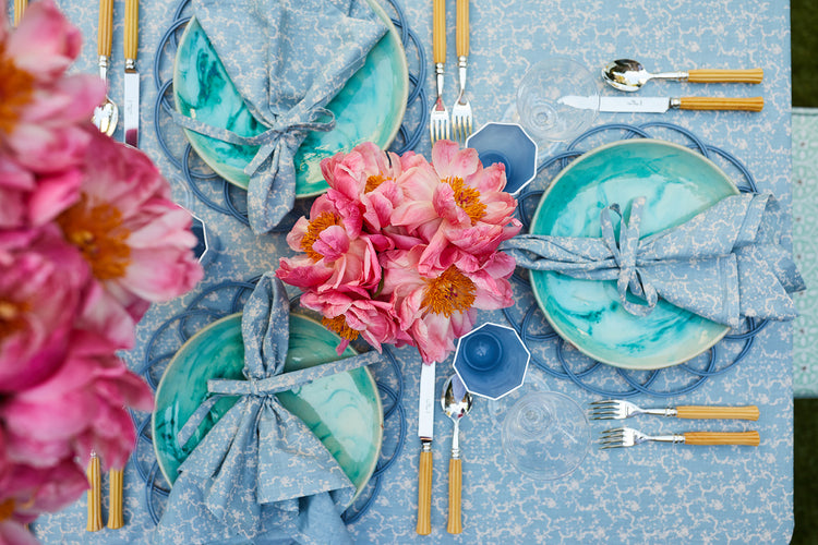 Set-of-Four Blue Liesel Napkins with Ties