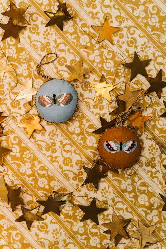 Astrid Ornament Set in Blue and Camel (2pc)