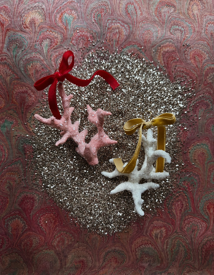 Coral Gilded Shell Ornament in Vibrant