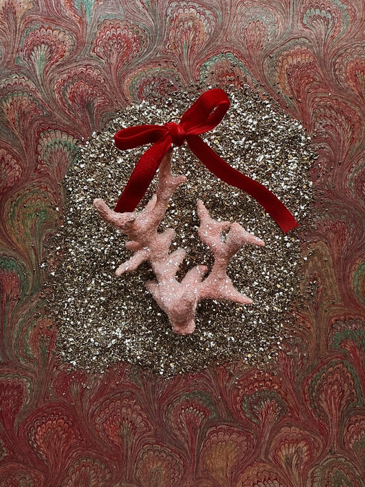 Coral Gilded Shell Ornament in Vibrant