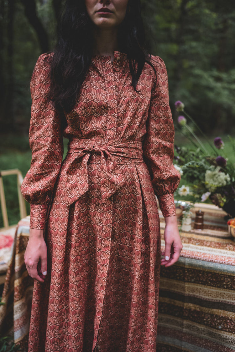 Dorothea Dress in Rhubarb Domino
