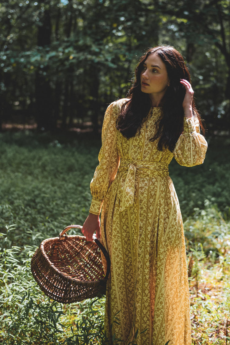 Dorothea Dress in Yellow Melograno Stripe