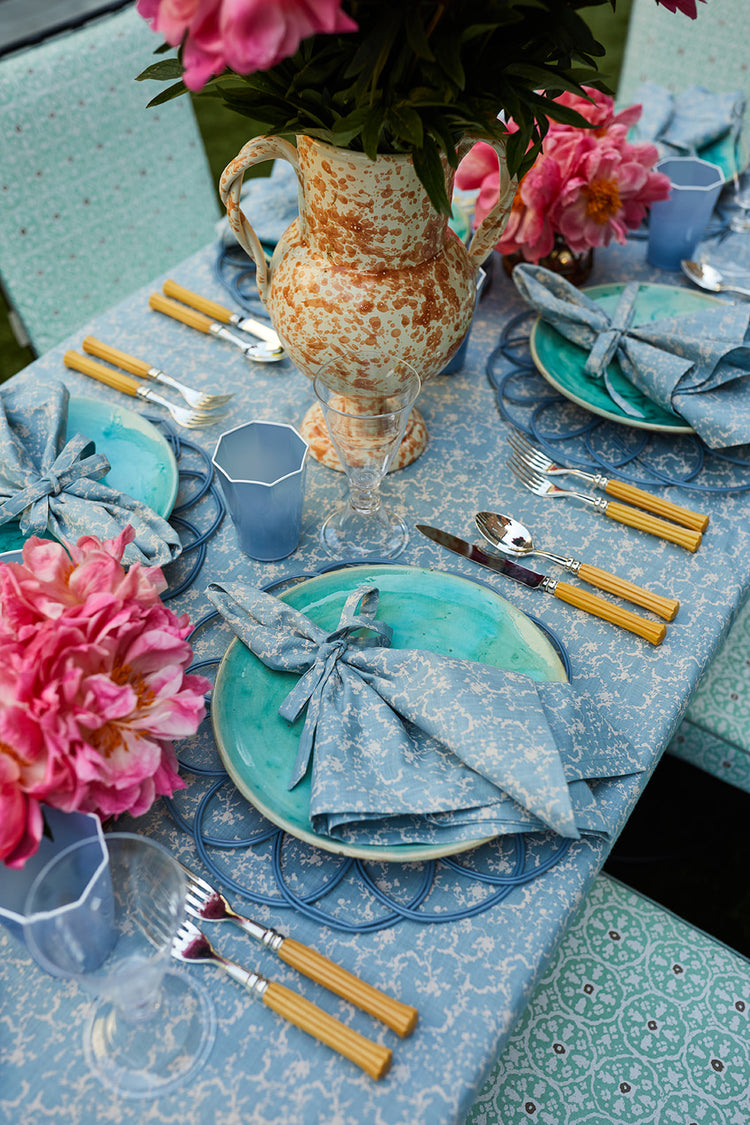 Set-of-Four Blue Liesel Napkins with Ties