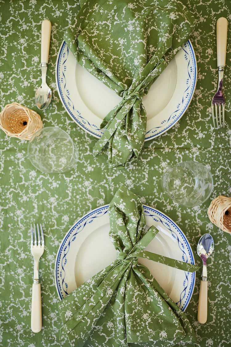 Set-of-Four Green Liesel Napkins with Ties